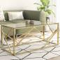 Preview: ARDEBO.de - Couchtisch Golden Edelstahl und Hartglas