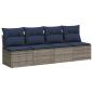Preview: Gartensofa mit Kissen 4-Sitzer Grau Poly Rattan