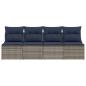 Preview: Gartensofa mit Kissen 4-Sitzer Grau Poly Rattan