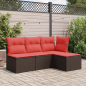 Preview: ARDEBO.de - Gartenhocker mit Kissen Braun 55x55x37 cm Poly Rattan