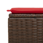 Preview: Gartenhocker mit Kissen Braun 55x55x37 cm Poly Rattan