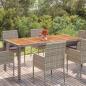 Preview: ARDEBO.de - Gartentisch mit Holzplatte Grau 190x90x75 cm Poly Rattan