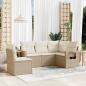 Preview: ARDEBO.de - 5-tlg. Garten-Sofagarnitur mit Kissen Beige Poly Rattan