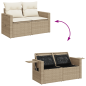 Preview: 5-tlg. Garten-Sofagarnitur mit Kissen Beige Poly Rattan
