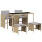 Preview: 5-tlg. Garten-Essgruppe mit Kissen Beigemischung Poly Rattan