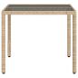 Preview: Gartentisch mit Glasplatte Beige 90x90x75 cm Poly Rattan