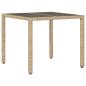 Preview: Gartentisch mit Glasplatte Beige 90x90x75 cm Poly Rattan