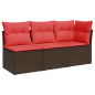 Preview: Garten-Sofa mit Kissen Braun 172 x 62 x 69 cm Poly Rattan