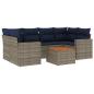 Preview: 7-tlg. Garten-Sofagarnitur mit Kissen Grau Poly Rattan