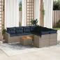 Preview: ARDEBO.de - 9-tlg. Garten-Sofagarnitur mit Kissen Grau Poly Rattan