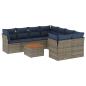 Preview: 9-tlg. Garten-Sofagarnitur mit Kissen Grau Poly Rattan