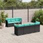Preview: ARDEBO.de - 8-tlg. Garten-Sofagarnitur mit Kissen Schwarz Poly Rattan