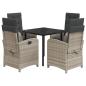 Preview: 5-tlg. Garten-Essgruppe mit Kissen Hellgrau Poly Rattan