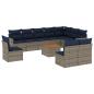 Preview: 11-tlg. Garten-Sofagarnitur mit Kissen Grau Poly Rattan