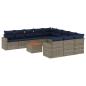 Preview: 12-tlg. Garten-Sofagarnitur mit Kissen Grau Poly Rattan