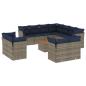 Preview: 12-tlg. Garten-Sofagarnitur mit Kissen Grau Poly Rattan