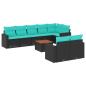 Preview: 9-tlg. Garten-Sofagarnitur mit Kissen Schwarz Poly Rattan