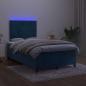 Preview: ARDEBO.de - Boxspringbett mit Matratze & LED Dunkelblau 120x190 cm Samt