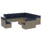 Preview: 14-tlg. Garten-Sofagarnitur mit Kissen Grau Poly Rattan
