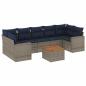 Preview: 8-tlg. Garten-Sofagarnitur mit Kissen Grau Poly Rattan