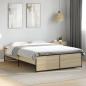 Preview: ARDEBO.de - Bettgestell Sonoma-Eiche 135x190 cm Holzwerkstoff und Metall