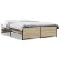 Preview: Bettgestell Sonoma-Eiche 135x190 cm Holzwerkstoff und Metall