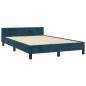 Preview: Bettgestell ohne Matratze Dunkelblau 120x190 cm Samt