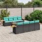 Preview: ARDEBO.de - 9-tlg. Garten-Sofagarnitur mit Kissen Schwarz Poly Rattan