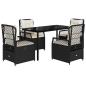 Preview: 5-tlg. Garten-Essgruppe mit Kissen Schwarz Poly Rattan
