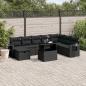 Preview: ARDEBO.de - 9-tlg. Garten-Sofagarnitur mit Kissen Schwarz Poly Rattan