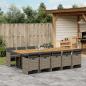 Preview: ARDEBO.de - 11-tlg. Garten-Essgruppe mit Kissen Grau Poly Rattan
