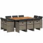 Preview: 11-tlg. Garten-Essgruppe mit Kissen Grau Poly Rattan