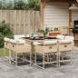 Preview: ARDEBO.de - 9-tlg. Garten-Essgruppe mit Kissen Beige Poly Rattan