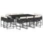 Preview: 11-tlg. Garten-Essgruppe mit Kissen Schwarz Poly Rattan