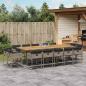 Preview: ARDEBO.de - 15-tlg. Garten-Essgruppe mit Kissen Grau Poly Rattan