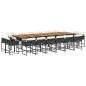 Preview: 17-tlg. Garten-Essgruppe mit Kissen Schwarz Poly Rattan