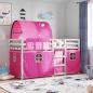 Preview: ARDEBO.de - Etagenbett mit Vorh?ngen Rosa 80x200 cm Massivholz Kiefer