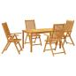 Preview: 5-tlg. Garten-Essgruppe 140x80x74 cm Massivholz Akazie