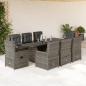Preview: ARDEBO.de - 9-tlg. Garten-Essgruppe mit Kissen Grau Poly Rattan