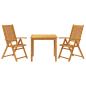 Preview: 3-tlg. Garten-Essgruppe 85x85x74 cm Massivholz Akazie