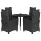 Preview: 5-tlg. Garten-Essgruppe mit Kissen Schwarz Poly Rattan