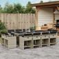 Preview: ARDEBO.de - 13-tlg. Garten-Essgruppe mit Kissen Hellgrau Poly Rattan