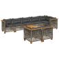 Preview: 9-tlg. Garten-Sofagarnitur mit Kissen Grau Poly Rattan