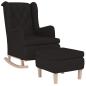 Preview: Schaukelsessel mit Hocker Schwarz Stoff