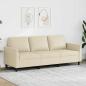 Preview: ARDEBO.de - 3-Sitzer-Sofa Creme 180 cm Kunstleder