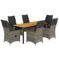 Preview: 7-tlg. Garten-Essgruppe mit Kissen Grau Poly Rattan