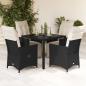 Preview: ARDEBO.de - 5-tlg. Garten-Essgruppe mit Kissen Schwarz Poly Rattan