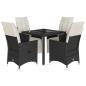 Preview: 5-tlg. Garten-Essgruppe mit Kissen Schwarz Poly Rattan