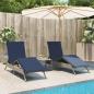 Preview: ARDEBO.de - Sonnenliegen 2 Stk. mit Tisch Grau Poly Rattan