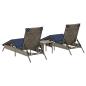 Preview: Sonnenliegen 2 Stk. mit Tisch Grau Poly Rattan
